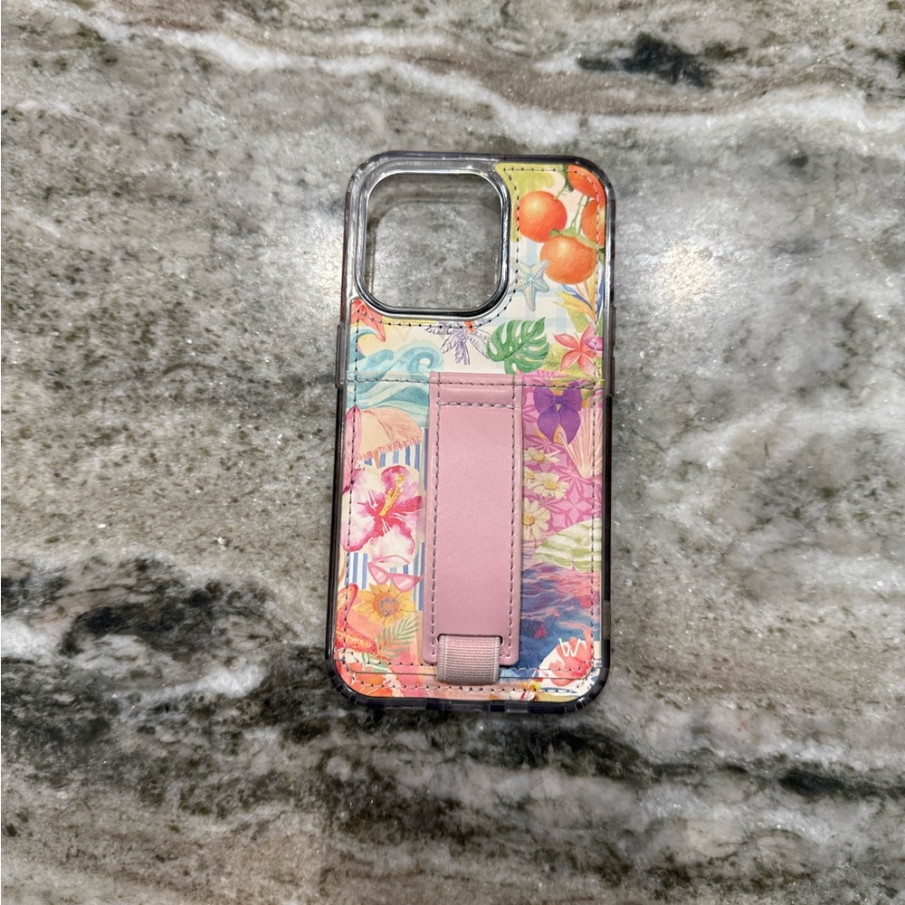 Pink Floral iPhone 14 Pro Walli Case with Slim Protective Design